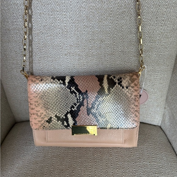 GiGi New York Handbags - GiGi New York Pink Snake Print Crossbody Bag
